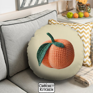 Trendy Minimal Modern Amigurumi Crochet Peach Round Pillow
