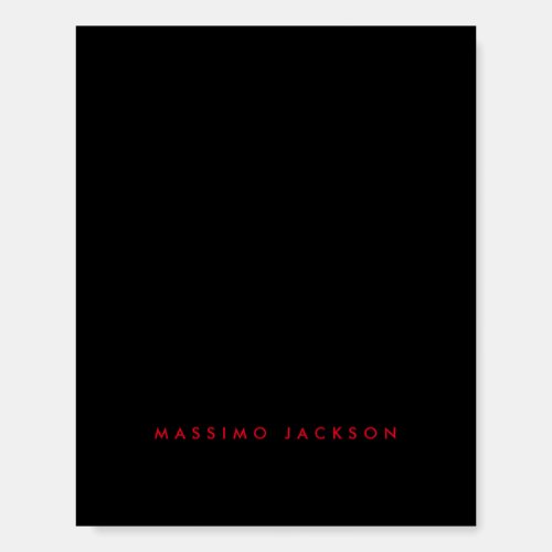 Trendy Minimalist Black Red Professional Your Name Foam Board