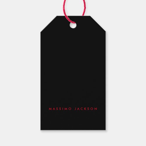 Trendy Minimalist Black Red Professional Your Name Gift Tags