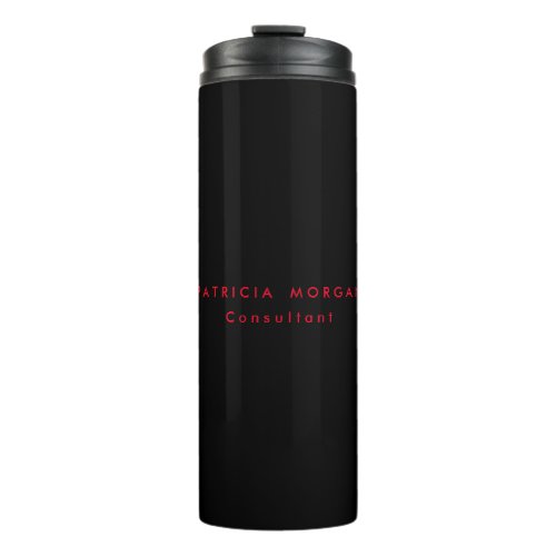 Trendy Minimalist Black Red Professional Your Name Thermal Tumbler