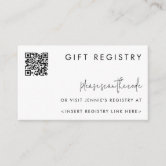 Ellesmere White  Printable QR Code Gift Registry Card Template – Black Bow  Studio