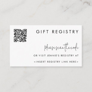 Trendy Minimalist Black & White Registry QR Code Enclosure Card