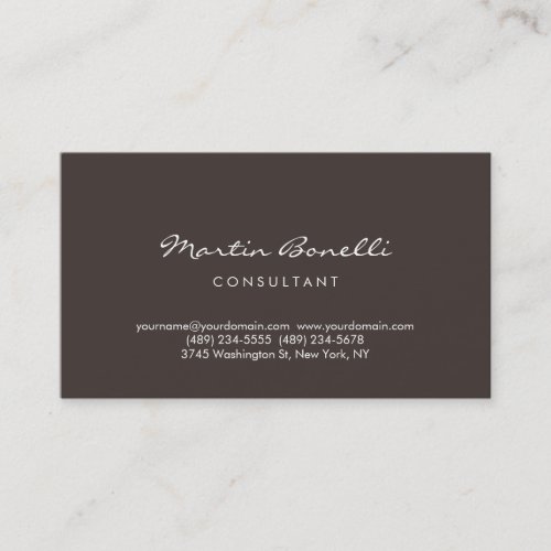 Trendy Minimalist Brown Color Business Card