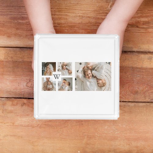 Trendy Minimalist Collage Fathers Photo Daddy Gift Acrylic Tray
