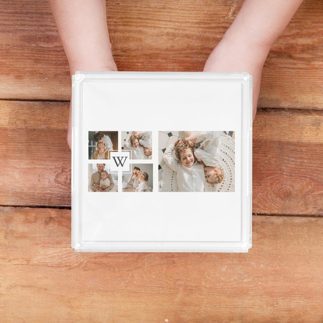 Trendy Minimalist Collage Fathers Photo Daddy Gift Acrylic Tray (Creator Uploaded)