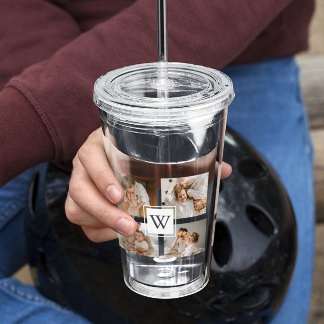 Trendy Minimalist Collage Fathers Photo Daddy Gift Acrylic Tumbler (Creator Uploaded)