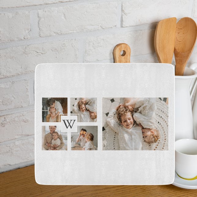Trendy Minimalist Collage Fathers Photo Daddy Gift Cutting Board (Creator Uploaded)