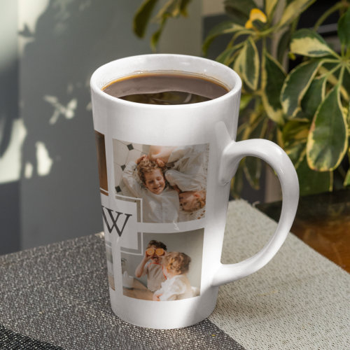 Trendy Minimalist Collage Fathers Photo Daddy Gift Latte Mug
