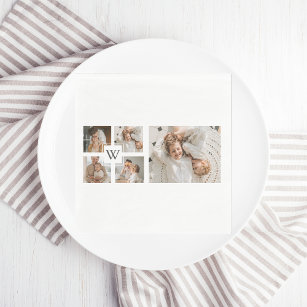 Trendy Minimalist Collage Fathers Photo Daddy Gift Napkins