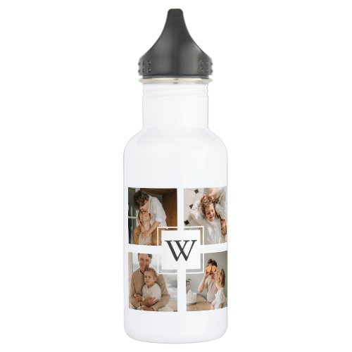 Trendy Minimalist Collage Fathers Photo Daddy Gift Stainless Steel Water Bottle