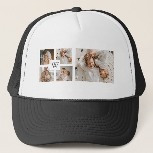 Trendy Minimalist Collage Fathers Photo Daddy Gift Trucker Hat