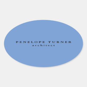 Trendy Minimalist Cornflower Blue Professional Oval Sticker