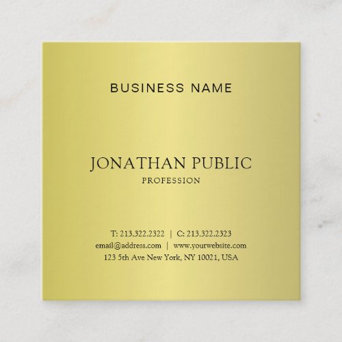 Trendy Minimalist Design Creative Gold Plain Square Business Card