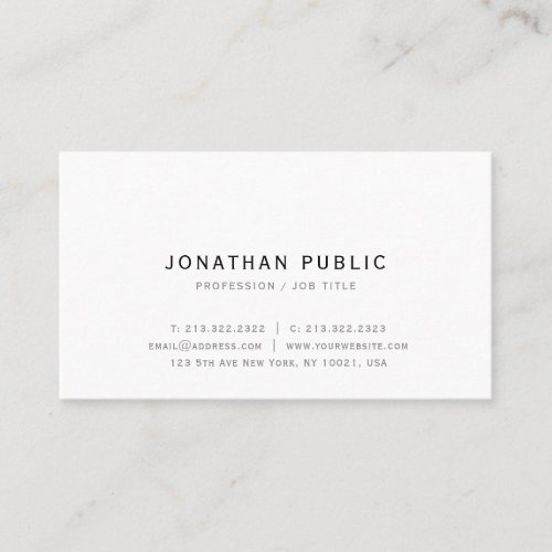 Trendy Minimalist Design Elegant Simple Modern Business Card