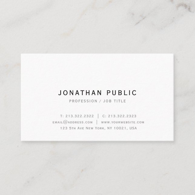 Trendy Minimalist Design Elegant Simple Modern Business Card (Front)