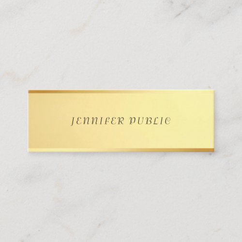 Trendy Minimalist Design Glamorous Gold Template Mini Business Card