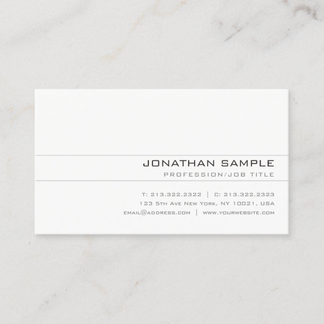 Trendy Minimalist Elegant Simple Professional Business Card (Front)