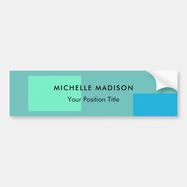 Trendy Minimalist Green Blue Bumper Sticker (Front)