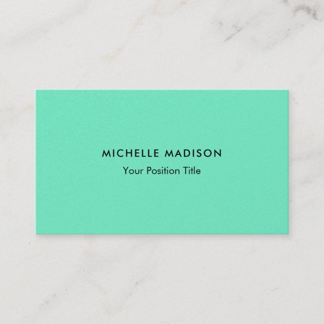 Trendy Minimalist Green Blue Business Card (Front)
