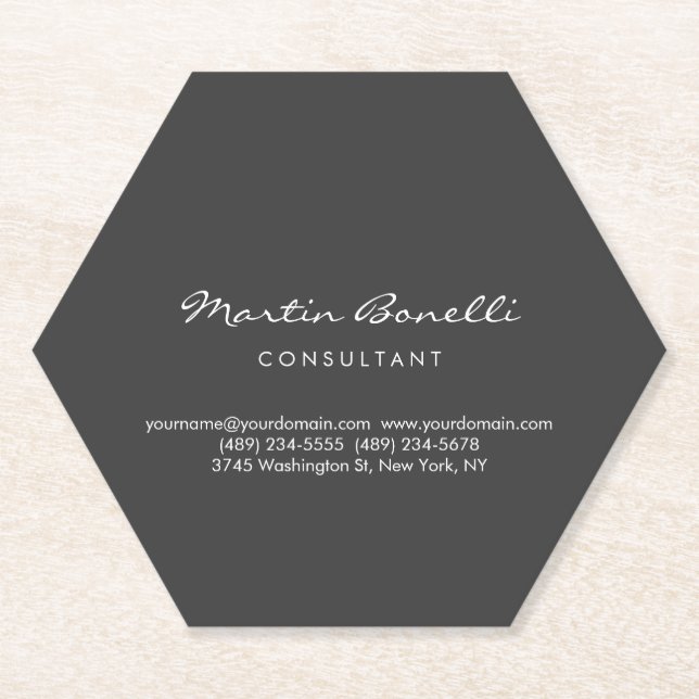 Trendy Minimalist Grey Color Paper Coaster (Front)