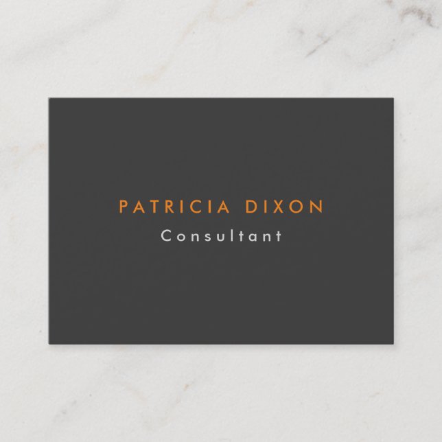Trendy Minimalist Grey Orange Professional Business Card (Front)