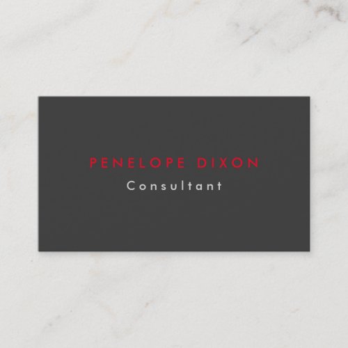 Trendy Minimalist Grey Red Professional Business Card