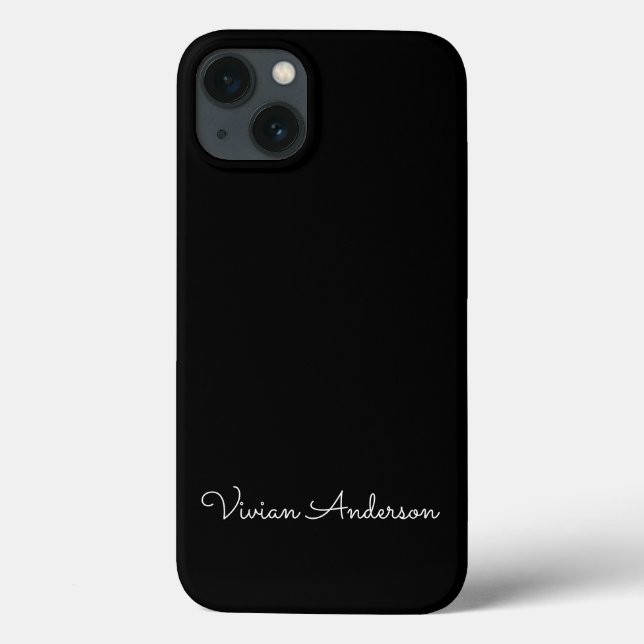 Trendy Minimalist Modern Black Script Name Case-Mate iPhone Case (Back)