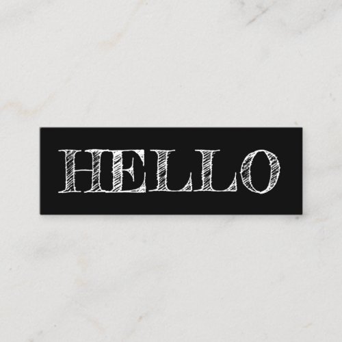 Trendy minimalist modern black  white hello mini business card