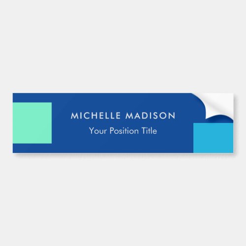 Trendy Minimalist Modern Blue Bumper Sticker