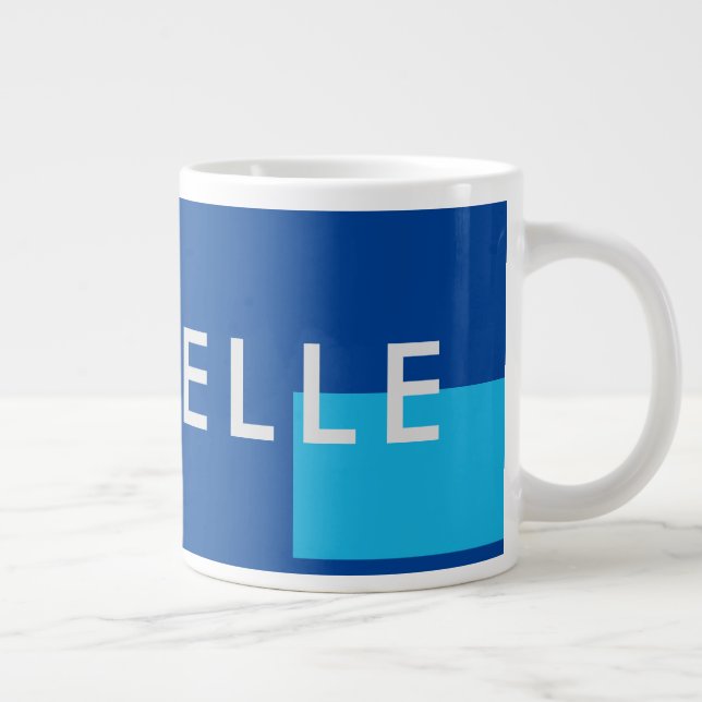 Trendy Minimalist Modern Blue Giant Coffee Mug (Right)