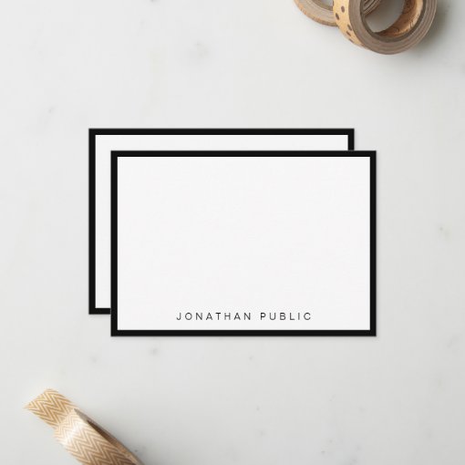 Trendy Minimalist Modern Elegant Black White Note Card | Zazzle