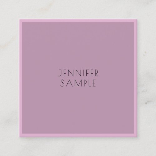 Trendy Minimalist Modern Elegant Purple Template Square Business Card