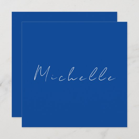 Trendy Minimalist Modern Handwritten Blue (Front/Back)
