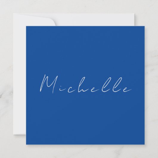 Trendy Minimalist Modern Handwritten Blue (Back)