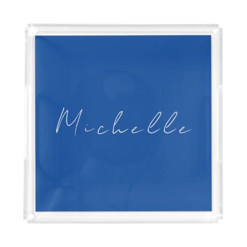 Trendy Minimalist Modern Handwritten Blue Acrylic Tray