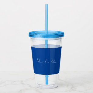 Trendy Minimalist Modern Handwritten Blue Acrylic Tumbler