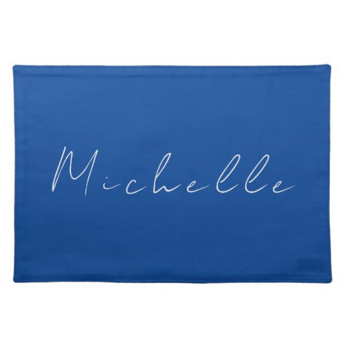 Trendy Minimalist Modern Handwritten Blue Cloth Placemat