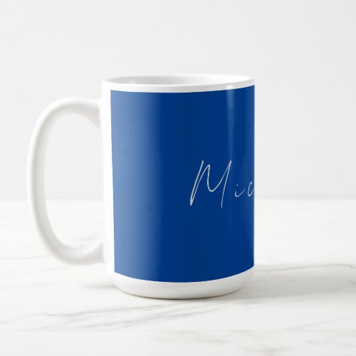 Trendy Minimalist Modern Handwritten Blue Coffee Mug