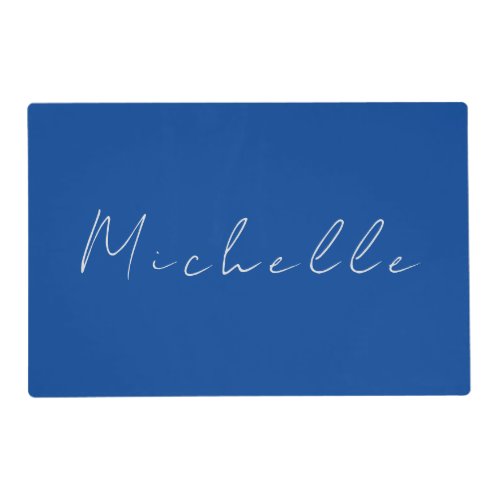 Trendy Minimalist Modern Handwritten Blue Placemat