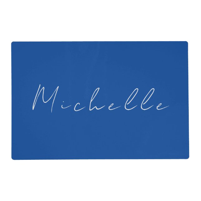Trendy Minimalist Modern Handwritten Blue Placemat (Front)