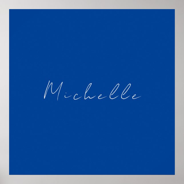Trendy Minimalist Modern Handwritten Blue Poster (Front)