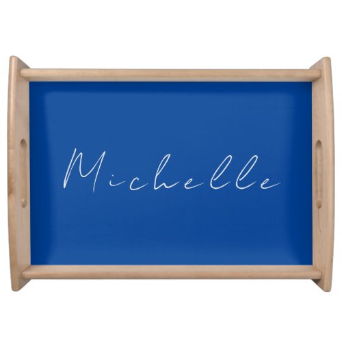 Trendy Minimalist Modern Handwritten Blue Serving Tray