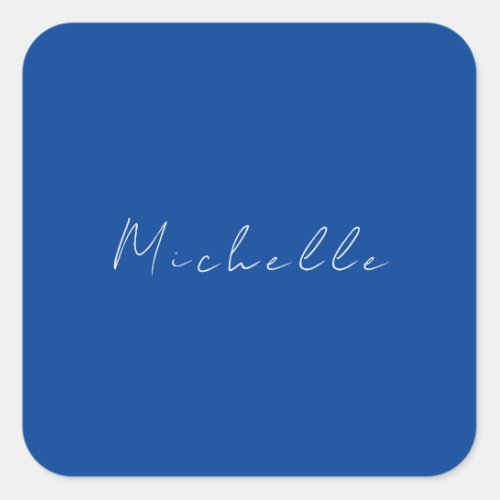 Trendy Minimalist Modern Handwritten Blue Square Sticker