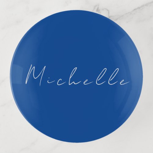 Trendy Minimalist Modern Handwritten Blue Trinket Tray