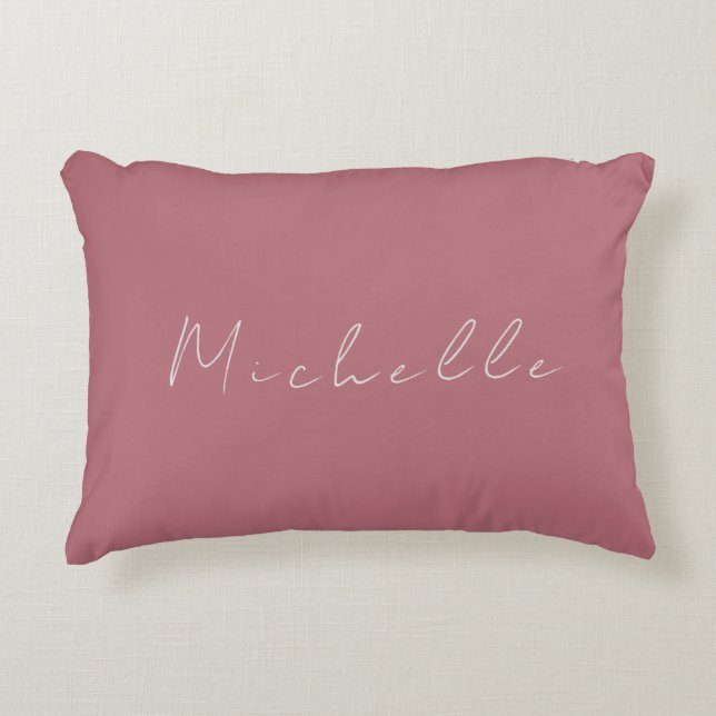 Trendy Minimalist Modern Handwritten Rose Gold Accent Pillow (Front)