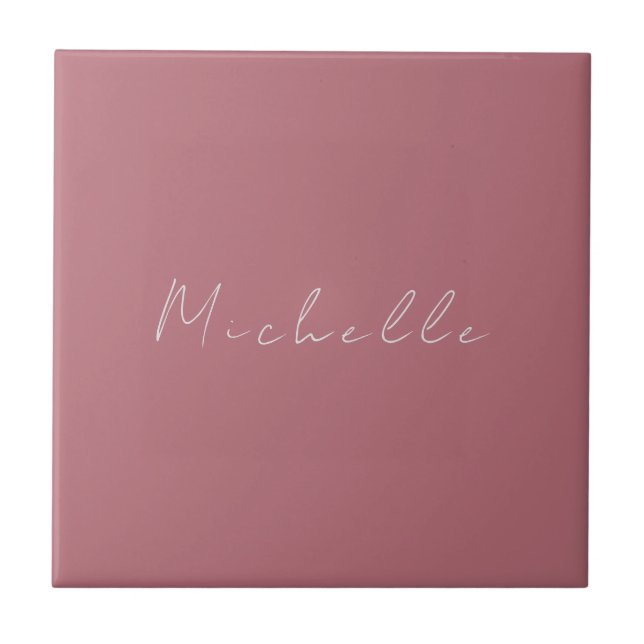 Trendy Minimalist Modern Handwritten Rose Gold Ceramic Tile (Front)