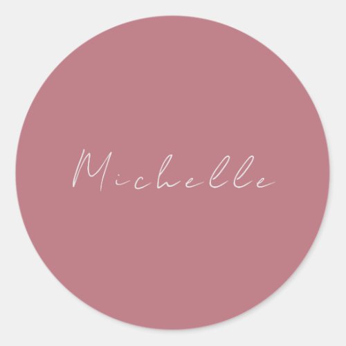 Trendy Minimalist Modern Handwritten Rose Gold Classic Round Sticker