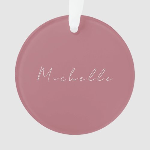 Trendy Minimalist Modern Handwritten Rose Gold Ornament