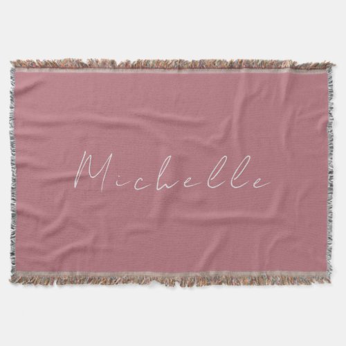 Trendy Minimalist Modern Handwritten Rose Gold Throw Blanket