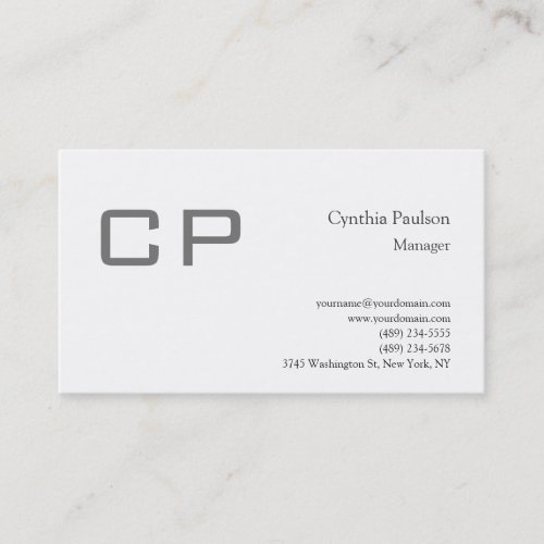 Trendy Minimalist Modern Monogram Plain  Business Card